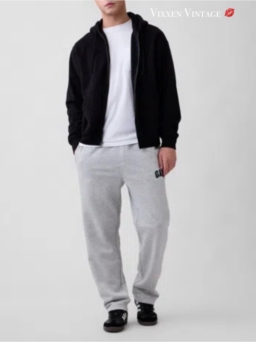 GAP BAGGY 'HERITAGE LOGO STRAIGHT-LEG SWEATPANTS' IN LIGHT HEATHER GREY